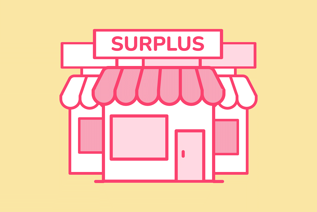 An illustration of a surplus store