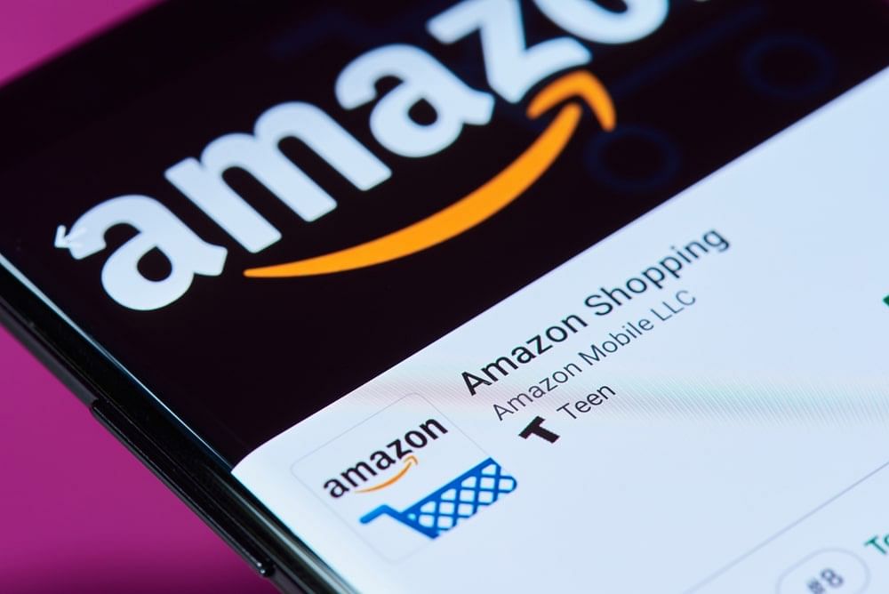 closeup of Amazon Shopping app on a mobile screen