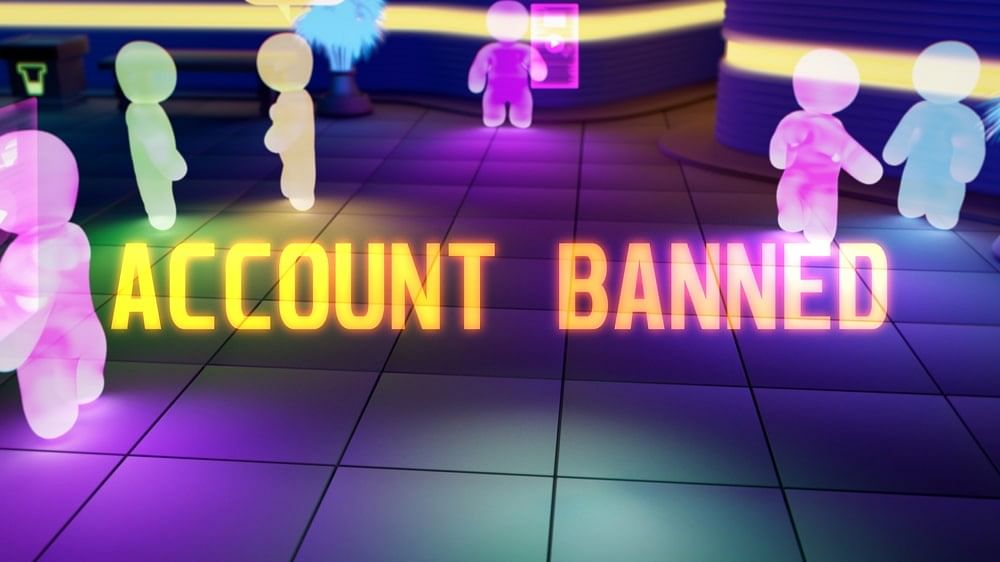 a 3d render of “account banned” message