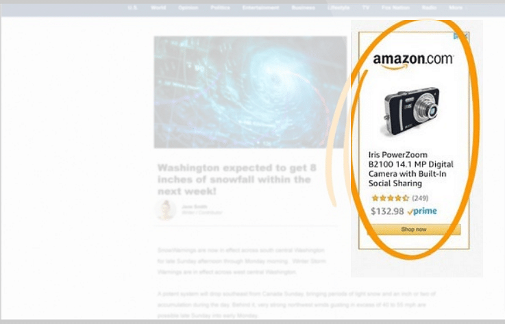 an annotated screenshot of a sponsored display on amazon