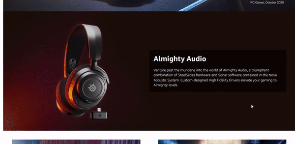 GIF of an example of Amazon A+ Content featuring a headphone product